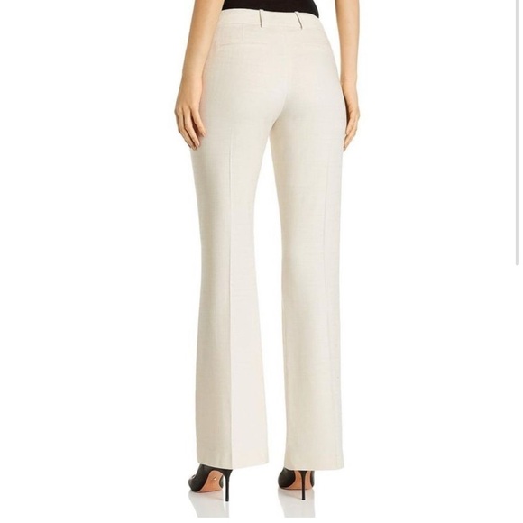 Elie Tahari Anna Ivory Slub Slit Pockets Flared Pants Trousers H. - Picture 4 of 16